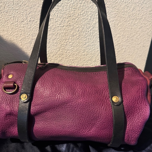 Grommets Leather Craft Mini Duffle Lot Of 2 Grape & Cobalt Leather - Picture 9 of 16